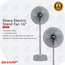 Sharp 16 Inches/40 Cm Blade 50 Watts Pedestal Free Standing Fan, Dark Grey, PJS169, 1 Year Warranty