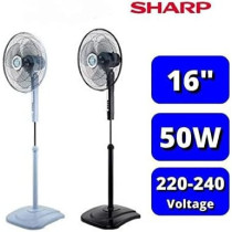 Sharp 16 Inches/40 Cm Blade 50 Watts Pedestal Free Standing Fan, Dark Grey, PJS169, 1 Year Warranty