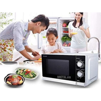 Sharp 20 Liter, 800 Watts Black Finished Door Microwave Oven With Defrost Function, Silver, R-20CT(S), 1 Year Warranty