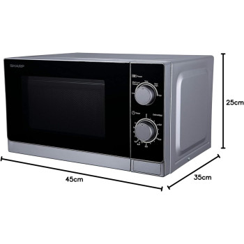 Sharp 20 Liter, 800 Watts Black Finished Door Microwave Oven With Defrost Function, Silver, R-20CT(S), 1 Year Warranty