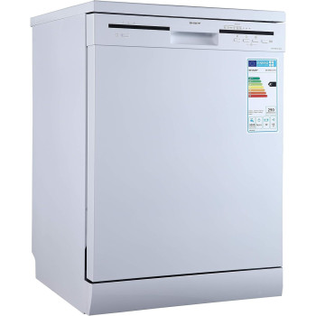Sharp 6 Programs 12 Place Settings, Free Standing Dishwasher, White, QW-MB612-WH3, 1 Year Warranty