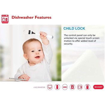 Sharp 6 Programs 12 Place Settings, Free Standing Dishwasher, White, QW-MB612-WH3, 1 Year Warranty