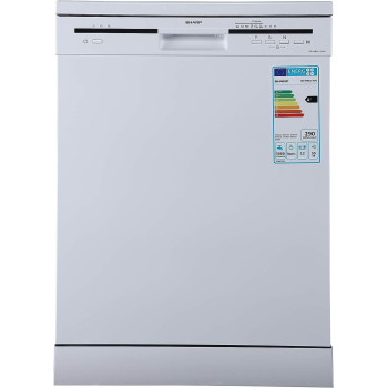 Sharp 6 Programs 12 Place Settings, Free Standing Dishwasher, White, QW-MB612-WH3, 1 Year Warranty