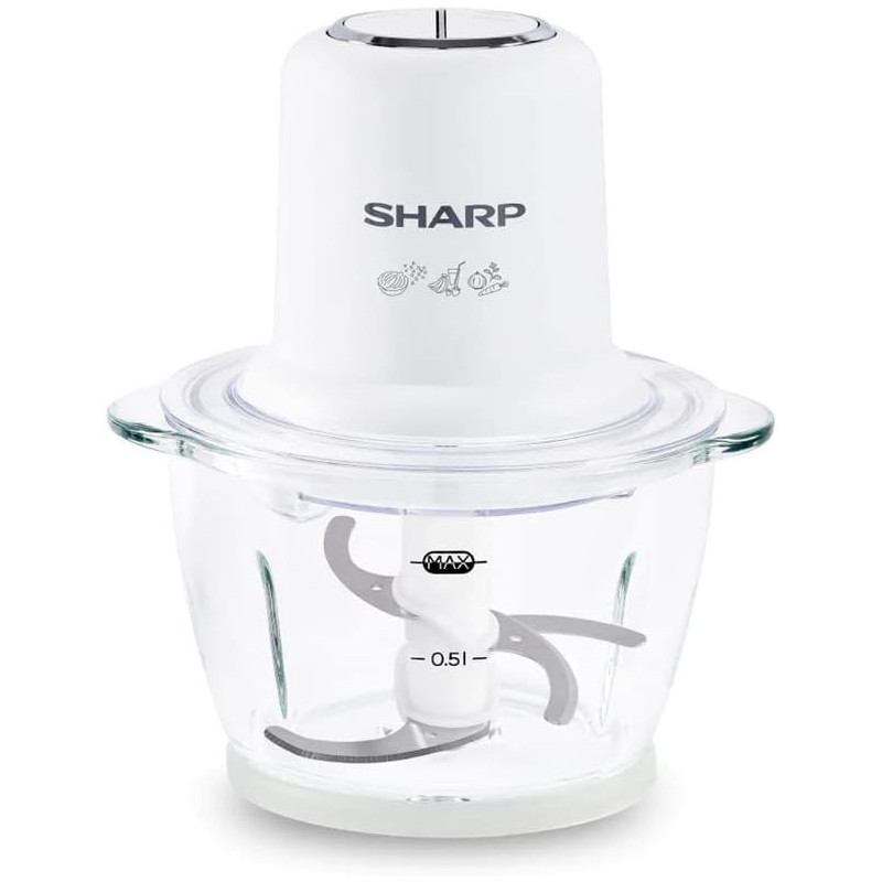 Sharp 350W Chopper Safety Lock, 1.2 Liter Capacity, White, 1 Year Warranty