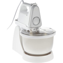 Sharp 250 Watts Turbo Plus 5 Speed Selection Detachable Free Stand Mixer For Quick Cake Mixing With Egg Beater, Dough Hook And Stainless Steel Bowl, White, EM-SP21-W3, 1 Year Warranty