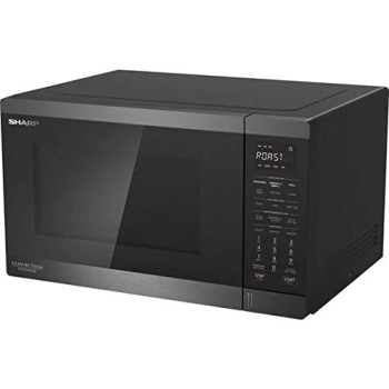 Sharp 32 Liter Convection Microwave With Smart Inverter Technology 6 In 1 Smart Cooking Functions Including Fan Forced Convection Stainless Steel, Black, R-32CNI-BS3, 1 Year Warranty