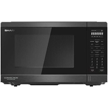 Sharp 32 Liter Convection Microwave With Smart Inverter Technology 6 In 1 Smart Cooking Functions Including Fan Forced Convection Stainless Steel, Black, R-32CNI-BS3, 1 Year Warranty