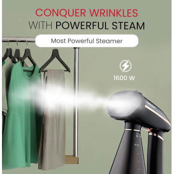 Nobel Steam Iron, Stainless Steel Panel, Detachable Water Tank, Steam Brush, 360 Degree Rotational Swivel Handgrip, Pilot Light, Folded Handle, Led Indicator Lights, Auto-Shut Off, Black, NSI33, 1 Year Warranty