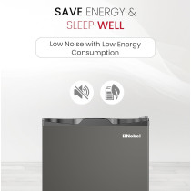 Nobel 65 Liters Gross / 47 Liters Net, Single Door Refrigerator Temperature Control, Inside Light, Removable Gasket, Climate Class T, Shelf, Bottle Rack, Dark Silver, NR65S, 1 Year Warranty