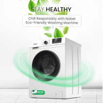 Nobel 6 Kg Front Fully Load Automatic Washer, Knob And Button Control, Led Display, 15 No Of Programs, Universal Motor, Stainless Steel Drum Type, Over Flow Safety, White, NWM760RH, 1 Year Warranty