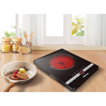 Nobel Infrared Cooker Single 2000W Multi Function Touch Control, Led Digital Red Display Multi-Function Stir-Fry, Hot Pot, Warm, BBQ, Heating, Steam, Black, â€ŽNIC10, 1 Year Warranty