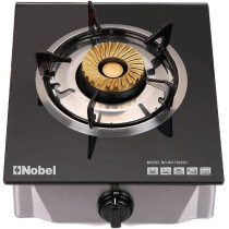 Nobel Single Stove Gas Burner Glass Top Heavy Cast Iron, Black, NGT1002G, 1 Year Warranty