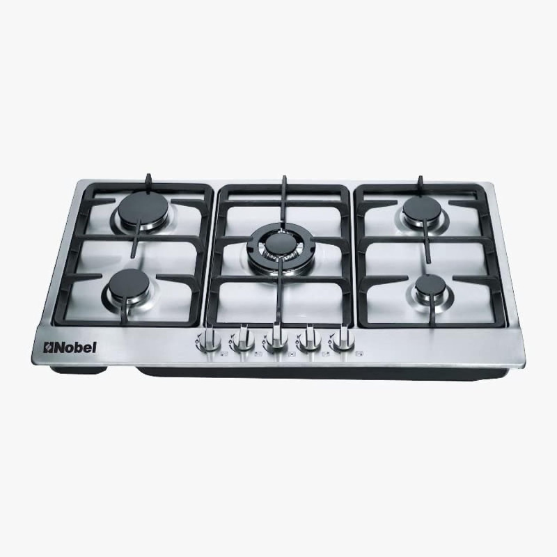 Nobel Gas Hob 5 Gas Burners 90 Cm, Stainless Steel, Silver, NBH9501, 1 Year Warranty