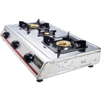 Nobel Gas Stove Stainless Steel Brass Glass Top Auto Ignition Tripple Burner, Silver, NGT3001, 1 Year Warranty