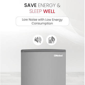 Nobel 185 L Gross / 125 L Net, Double Door Refrigerator R600a Refrigerant Temperature Control, Inside Light, Vegetable Crisper, Bottle Racks, Inox Grey, NR185RSI, 1 Year Warranty