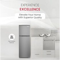 Nobel 185 L Gross / 125 L Net, Double Door Refrigerator R600a Refrigerant Temperature Control, Inside Light, Vegetable Crisper, Bottle Racks, Inox Grey, NR185RSI, 1 Year Warranty