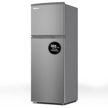 Nobel 185 L Gross / 125 L Net, Double Door Refrigerator R600a Refrigerant Temperature Control, Inside Light, Vegetable Crisper, Bottle Racks, Inox Grey, NR185RSI, 1 Year Warranty
