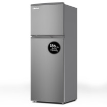 Nobel 185 L Gross / 125 L Net, Double Door Refrigerator R600a Refrigerant Temperature Control, Inside Light, Vegetable Crisper, Bottle Racks, Inox Grey, NR185RSI, 1 Year Warranty