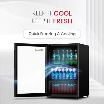 Nobel Bottle Chiller Black Glass Door Metal Shelf With Wood Frontal Frame 132 Liters Net Capacity, Black, NBC140RH, 1 Year Warranty