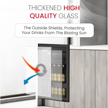 Nobel Bottle Chiller Black Glass Door Metal Shelf With Wood Frontal Frame 132 Liters Net Capacity, Black, NBC140RH, 1 Year Warranty