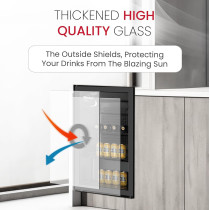 Nobel Bottle Chiller Black Glass Door Metal Shelf With Wood Frontal Frame 132 Liters Net Capacity, Black, NBC140RH, 1 Year Warranty
