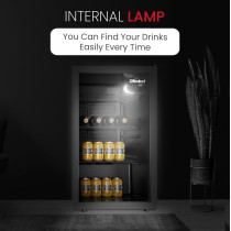 Nobel Bottle Chiller Black Glass Door Metal Shelf With Wood Frontal Frame 132 Liters Net Capacity, Black, NBC140RH, 1 Year Warranty