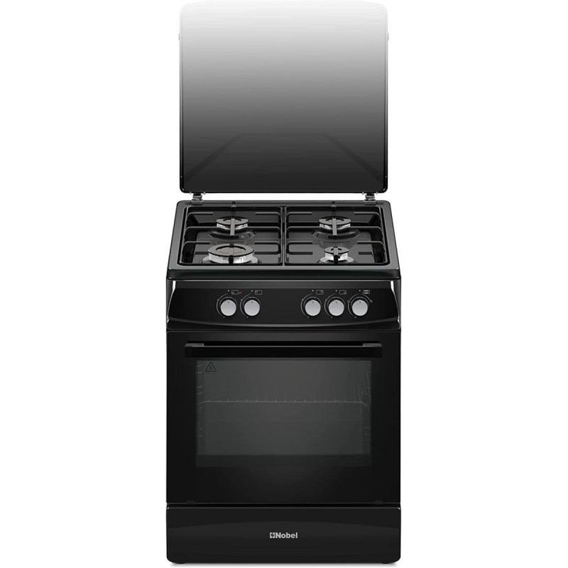 Nobel Stainless Steel, Glass, 60 x 60 Cm 4 Gas Burner Cooker, Black, NGC6460, 1 Year Warranty