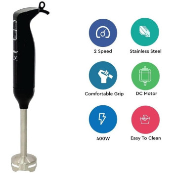 Nobel Hand Stick Blender 400W, 2 Speed Control With Detectable Stainless Steel Blending Rod, Black, NHB12, 1 Year Warranty