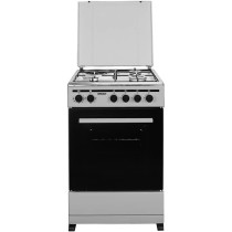 Nobel Gas And Electric Cooker 50 x 50 Cm 3 Gas Burners 1 Hot Plate Electric Oven Enamel Grids Lid Stainless Steel Top, Silver, NGC5300S, 1 Year Warranty