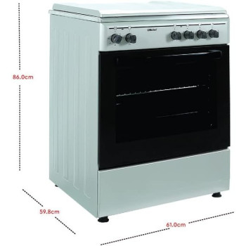 Nobel Gas And Electric Cooker 60 x 60 Cm 2 Gas Burners 2 Hot Plate Electric Oven Enamel Grids Lid, Silver, NGC7222, 1 Year Warranty