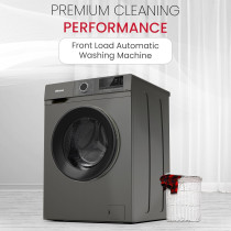 Nobel Front Load Washer 6 Kg Capacity, 1000 RPM, Led Display, Stainless Steel Drum Advanced Laundry Excellence At 1950W, Dark Silver, 1 Year Warranty