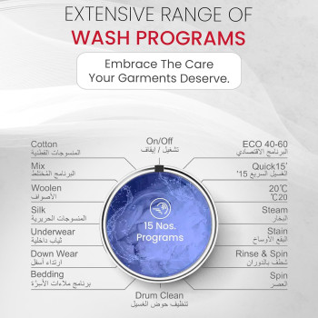 Nobel Front Load Washer 6 Kg Capacity, 1000 RPM, Led Display, Stainless Steel Drum Advanced Laundry Excellence At 1950W, Dark Silver, 1 Year Warranty