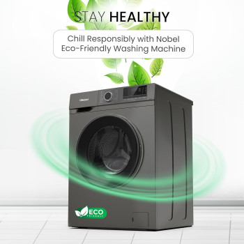 Nobel Front Load Washer 6 Kg Capacity, 1000 RPM, Led Display, Stainless Steel Drum Advanced Laundry Excellence At 1950W, Dark Silver, 1 Year Warranty