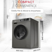 Nobel Front Load Washer 6 Kg Capacity, 1000 RPM, Led Display, Stainless Steel Drum Advanced Laundry Excellence At 1950W, Dark Silver, 1 Year Warranty