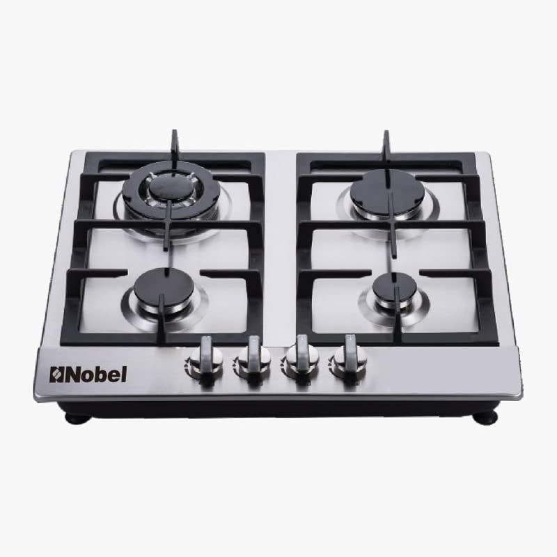 Nobel Built In Hobs Stainless Steel 4 Gas Burner, Silver, NBH6401, 1 Year Warranty