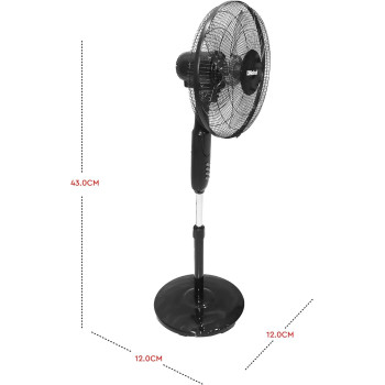 Nobel 16 Inch With 3 Speed 5 Highlight Efficient Blades And 90 Degree Oscillation Stand Fan With Multi Speed Function And Dual Frequency With Remote Control, Black, NF150, 1 Year Warranty
