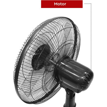 Nobel 16 Inch With 3 Speed 5 Highlight Efficient Blades And 90 Degree Oscillation Stand Fan With Multi Speed Function And Dual Frequency With Remote Control, Black, NF150, 1 Year Warranty