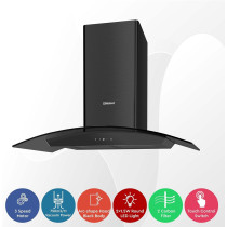 Nobel 90 Cm Built-In Hoods With 3 Speeds Touch Control Switch With Digital Display With Metal Motor House And Metal Fan, Black, NCH8931, 1 Year Warranty