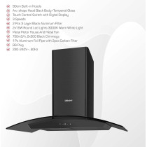 Nobel 90 Cm Built-In Hoods With 3 Speeds Touch Control Switch With Digital Display With Metal Motor House And Metal Fan, Black, NCH8931, 1 Year Warranty