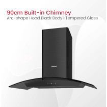 Nobel 90 Cm Built-In Hoods With 3 Speeds Touch Control Switch With Digital Display With Metal Motor House And Metal Fan, Black, NCH8931, 1 Year Warranty