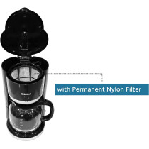 Nobel Coffee Machine, 1.5 Litre 12 Cups Capacity Auto Keep Warm Function Boiling Dry Protection Dishwasher Safe, Black/Silver, NCM10, 1 Year Warranty