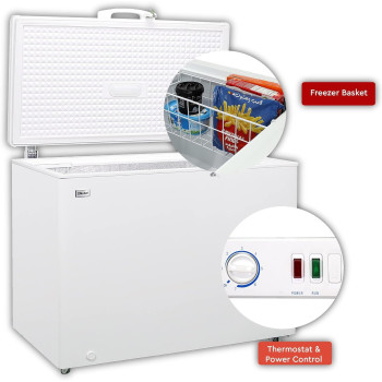 Nobel Chest Freezer Aluminum Inside External Handle With Outside Condensor 350 Litres Gross Capacity, 316 Litres Net Capacity, White, NCF350, 1 Year Warranty