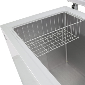 Nobel Chest Freezer Aluminum Inside External Handle With Outside Condensor 350 Litres Gross Capacity, 316 Litres Net Capacity, White, NCF350, 1 Year Warranty