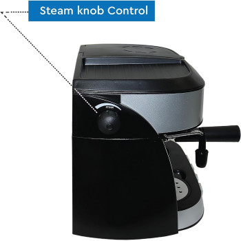 Nobel Coffee Machine 1.25 Liter Espresso And Americano With Steam Pump, Black/Silver, NCM13, 1 Year Warranty