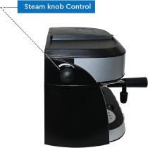 Nobel Coffee Machine 1.25 Liter Espresso And Americano With Steam Pump, Black/Silver, NCM13, 1 Year Warranty