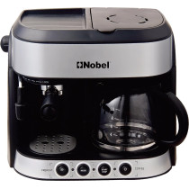 Nobel Coffee Machine 1.25 Liter Espresso And Americano With Steam Pump, Black/Silver, NCM13, 1 Year Warranty