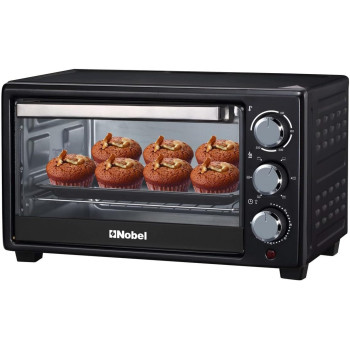 Nobel Electric Oven 18 Litres Capacity, 1280W Stainless Steel Heating Element Rotisserie With Timer, Black, NEO20, 1 Year Warranty