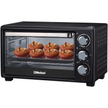 Nobel Electric Oven 18 Litres Capacity, 1280W Stainless Steel Heating Element Rotisserie With Timer, Black, NEO20, 1 Year Warranty