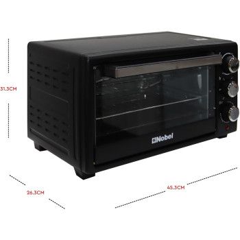 Nobel Electric Oven 18 Litres Capacity, 1280W Stainless Steel Heating Element Rotisserie With Timer, Black, NEO20, 1 Year Warranty