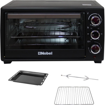 Nobel Electric Oven 18 Litres Capacity, 1280W Stainless Steel Heating Element Rotisserie With Timer, Black, NEO20, 1 Year Warranty